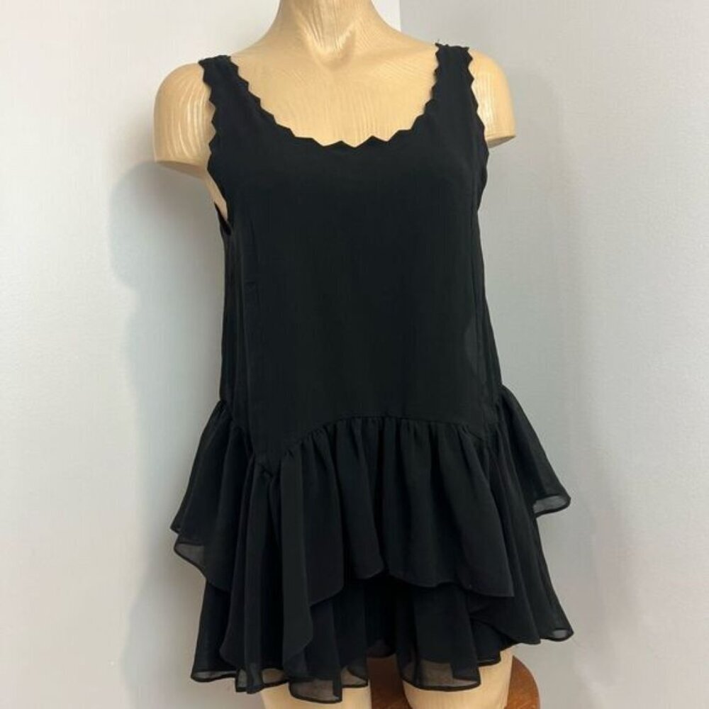 Snidel Women’s Size XSl Black Sleeveless Baby Doll Mini Ruffled Hem Romper Dress